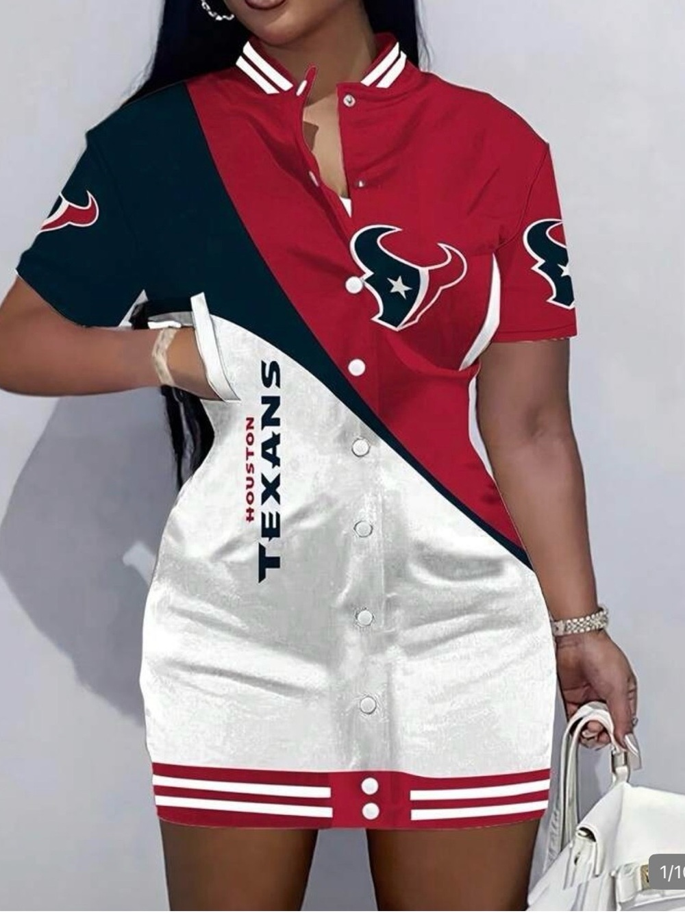 Houston Texans Button-Front Dress Jacket - Red, Navy, White